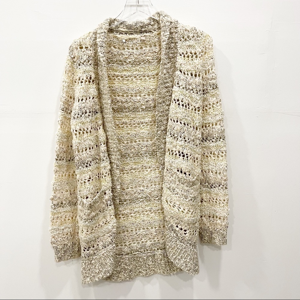 Anthropologie Knitted & Knotted Wool Mohair Open Front Cardigan Sweater Melange